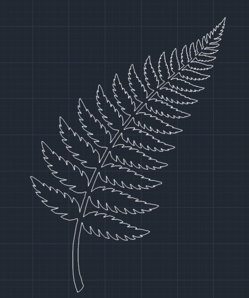 Fern Frond Leaf Silhouette - DXF SVG PNG Dwg - Etsy UK