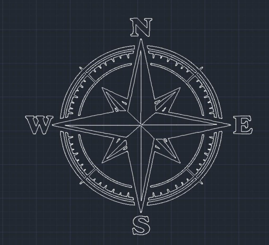 Compass Dxf Simple Compass Silhouette - DXF SVG PNG Dwg - Etsy