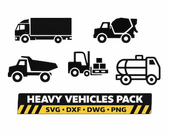 Heavy Vehicle Silhouette Pack - DXF SVG PNG dwg