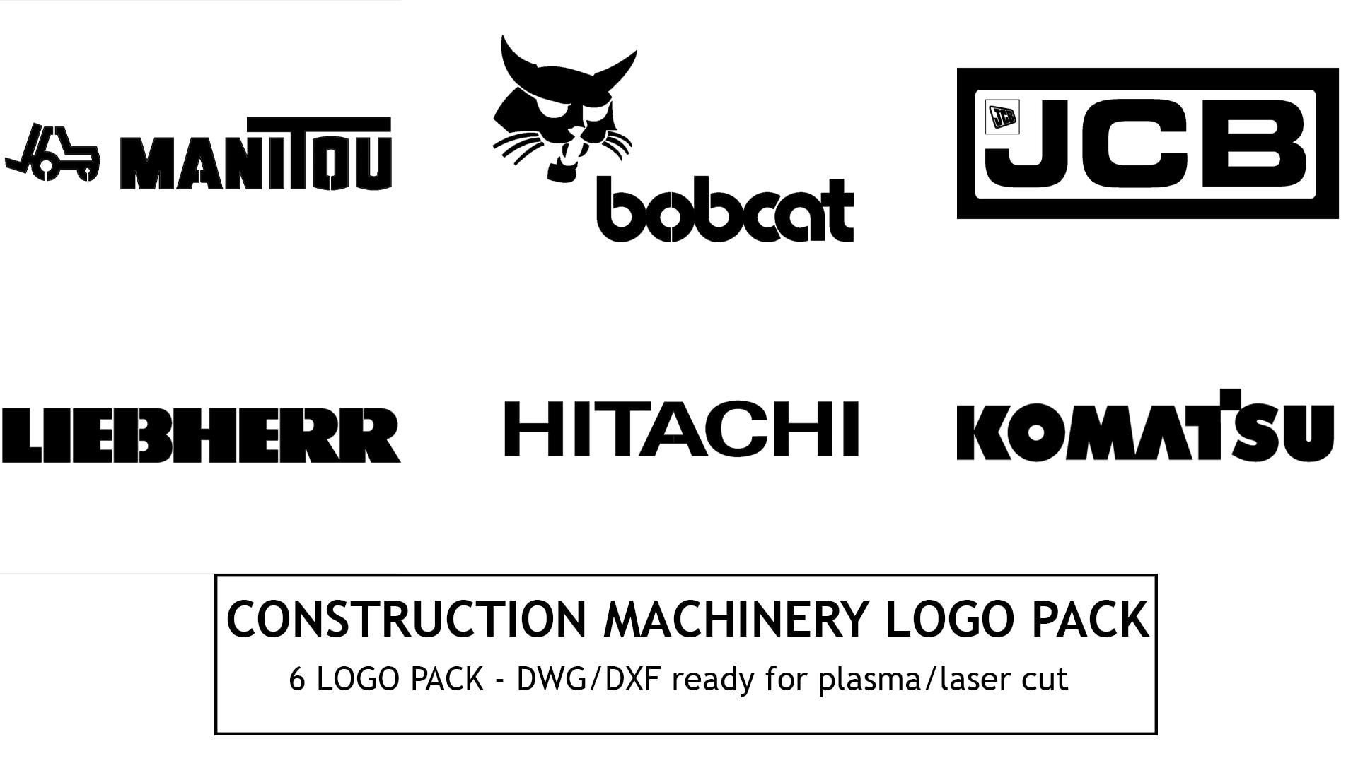 Construction Machinery Vehicle logo pack for plasma cutting / laser cutting  / DXF/DWG, image size:1920x1080