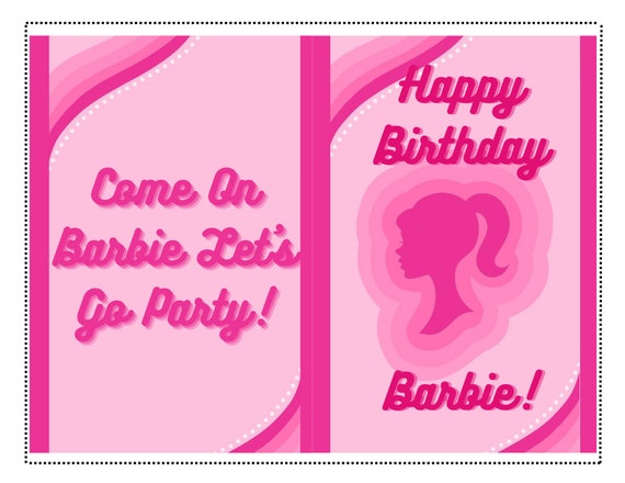 Tarjeta de cumpleaños de Barbie rosa fuerte 