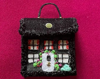 Handmade Miniature House Handbag: Twelfth Scale Dollhouse Bag