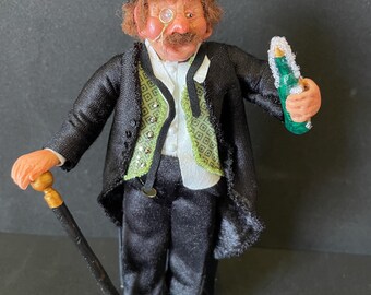 SLIGHTLY TIPSY Twelfth scale artisan miniature character doll for your dollhouse or diorama