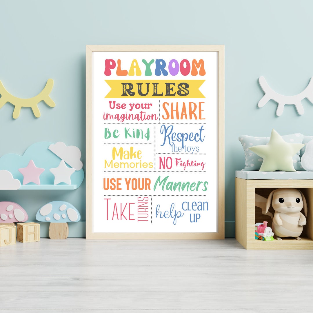 Pastel Playroom Rules Printable Nursery Wall Art Instant Digital ...