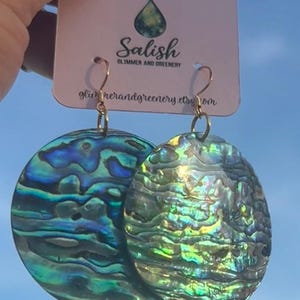 Large Round Abalone Earrings