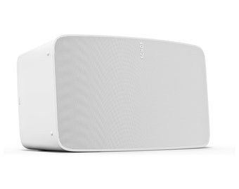 Five White Wireless Hifi Speakers are sleek and practical.