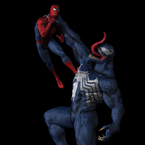 Spiderman & Venom 3D Printiable Realistic Bust STL Files Digital Download