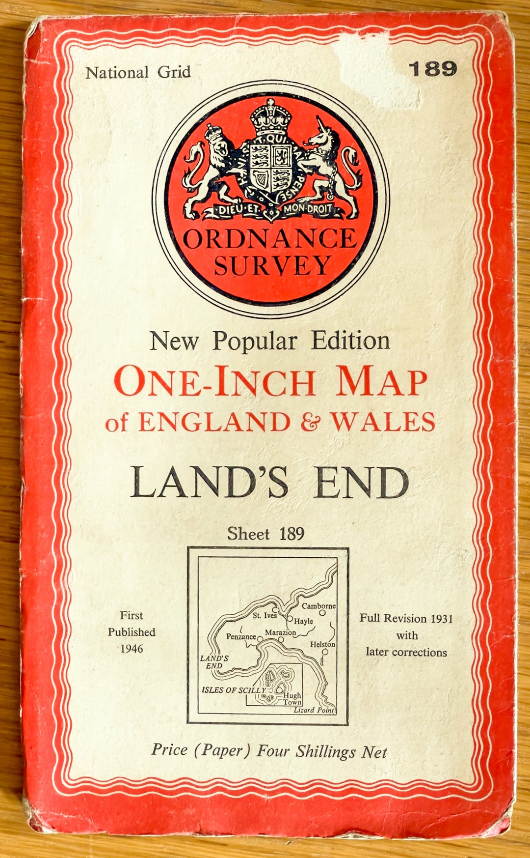 Ordnance Survey 1931 One Inch Map - Land's End 189 - Etsy