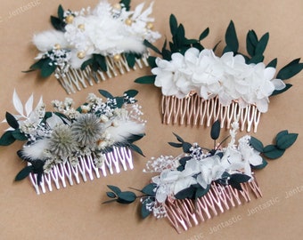 Peines de pelo de flores secas, clips de pelo de novia florales, postizo de boda, clips de pelo de novia, clips de pelo de boda, clips de pelo, peine de flores rústicas