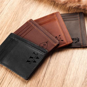 Portefeuille fin, cadeau fête des pères, porte-cartes en cuir minimaliste, porte-cartes personnalisé, portefeuille en cuir, porte-cartes personnalisé, cadeau pour lui