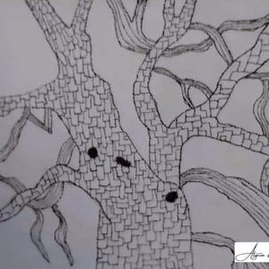 Spanish Moss Tree Print - Florida Inspired Wall Art - Nature Stippling Art