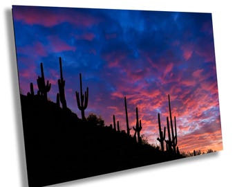 Saguaro Cactus Sunrise Print, Arizona Desert Photo Art