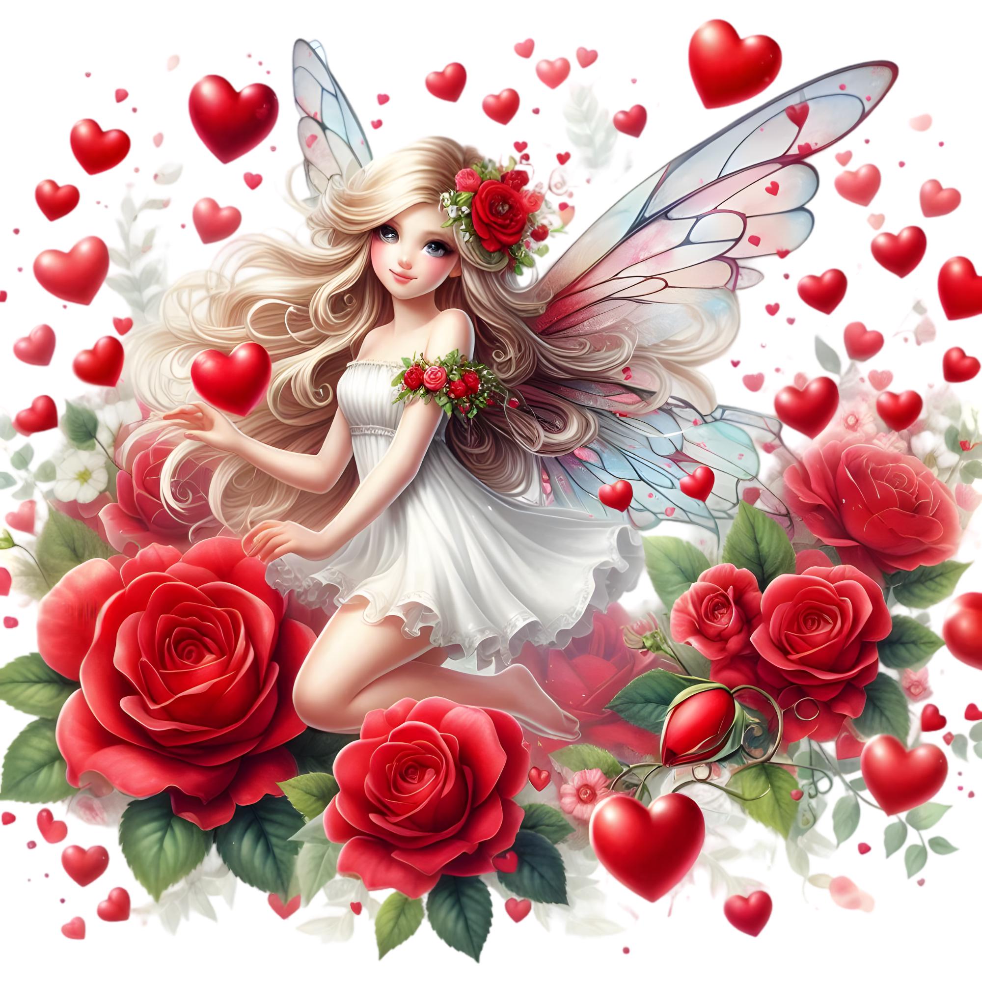 Valentines Fairy Clipart. Watercolour Images. Craft Supply. Paper Craft ...