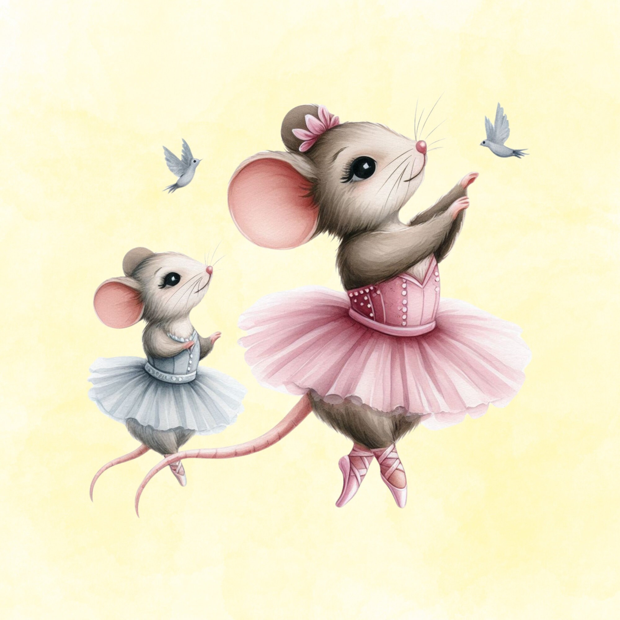 Ballerina Mouse Clip Art Pack. Transparent Background, Instant Digital ...