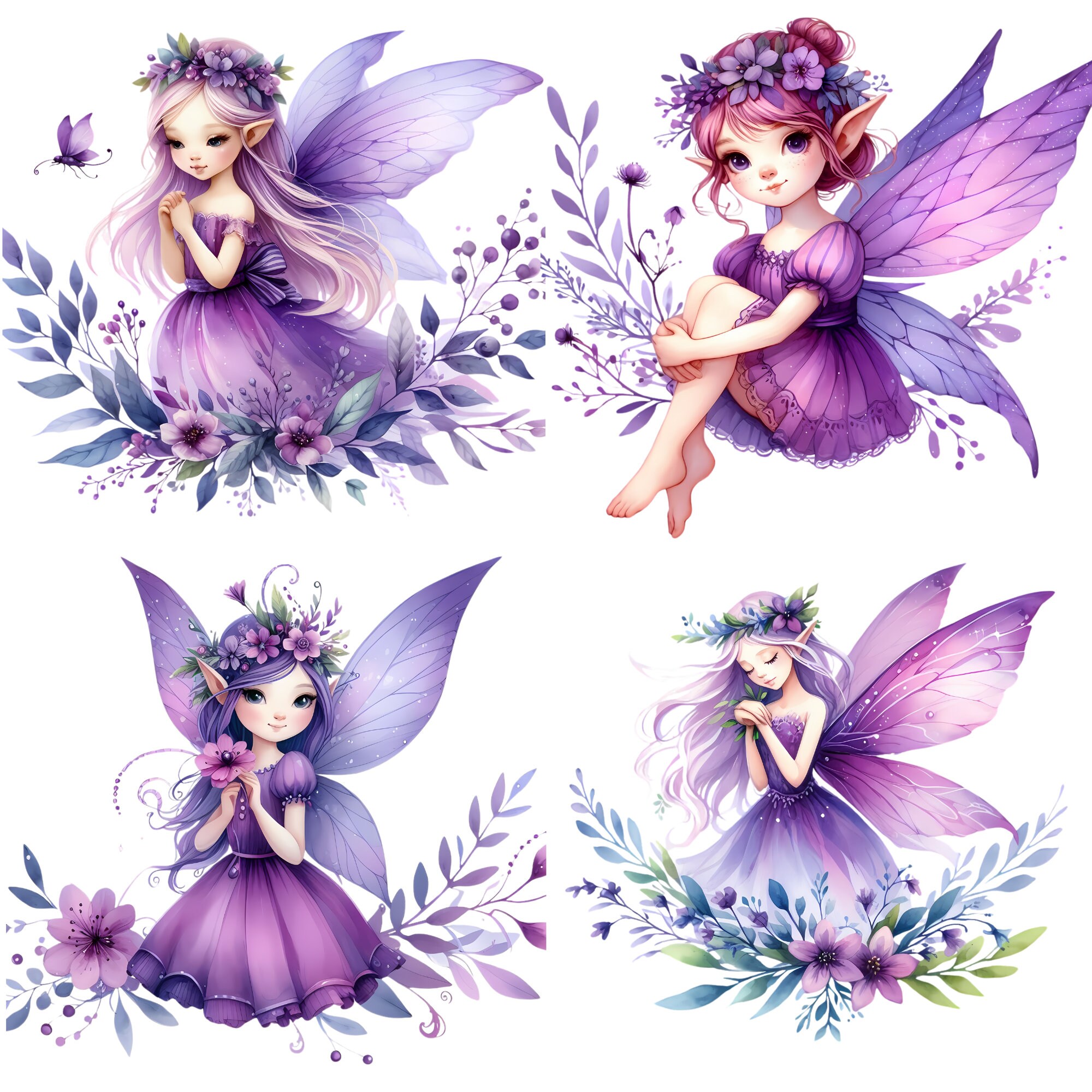 Purple Fairy Clipart, Transparent PNG Images (digital Download) - Etsy