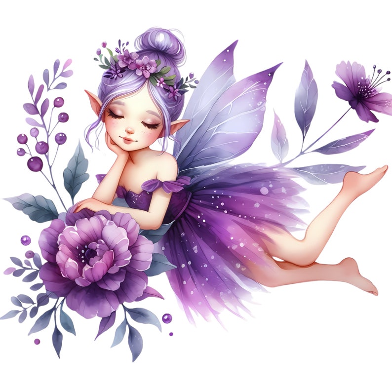 Purple Fairy Clipart, Transparent PNG Images (digital Download) - Etsy