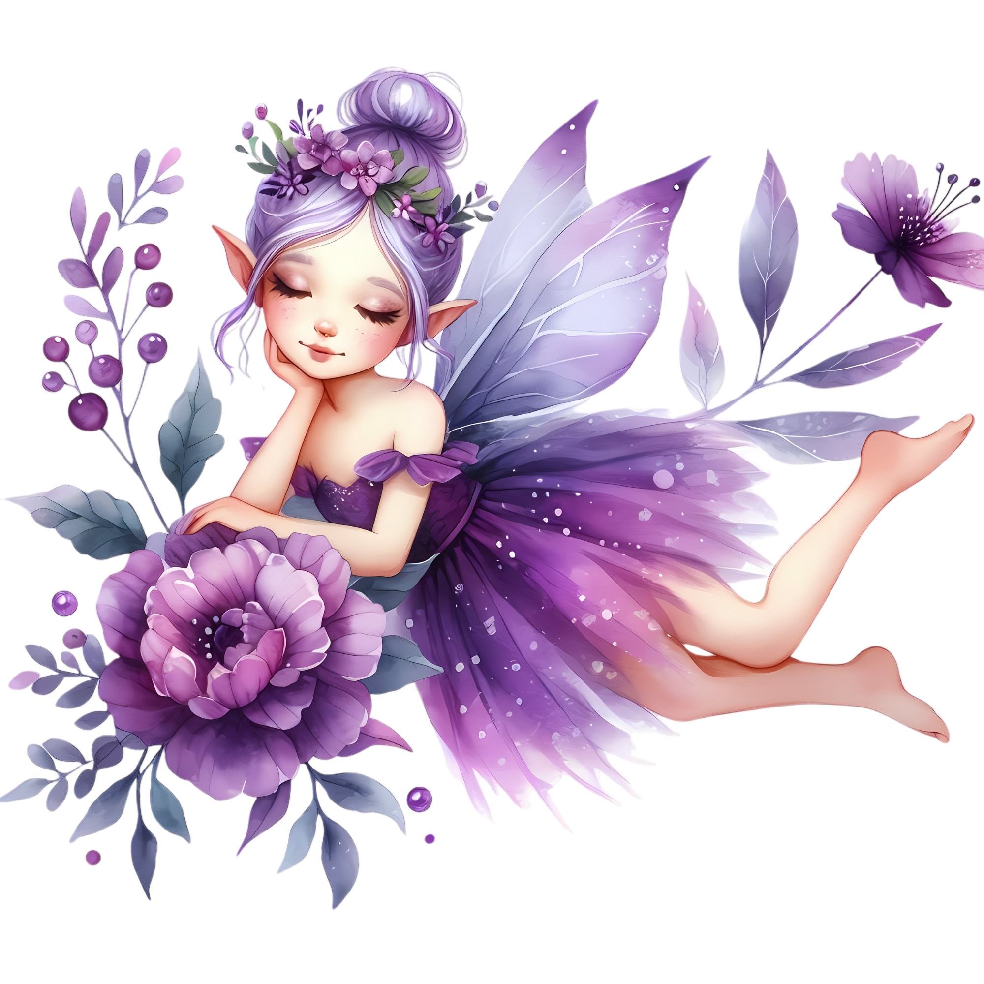 Purple Fairy Clipart, Transparent PNG Images (digital Download) - Etsy