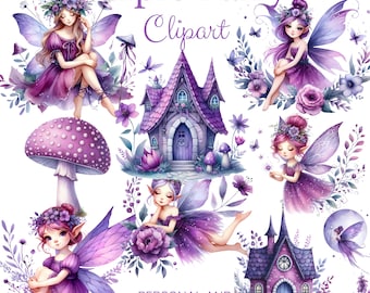 Purple Fairy Clipart. High Quality Images. Transparent Images. Commercial Use