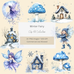 Clipart de fée d'hiver. Les fées. Hiver.Image transparente. Utilisation commerciale. Fourniture d'artisanat.