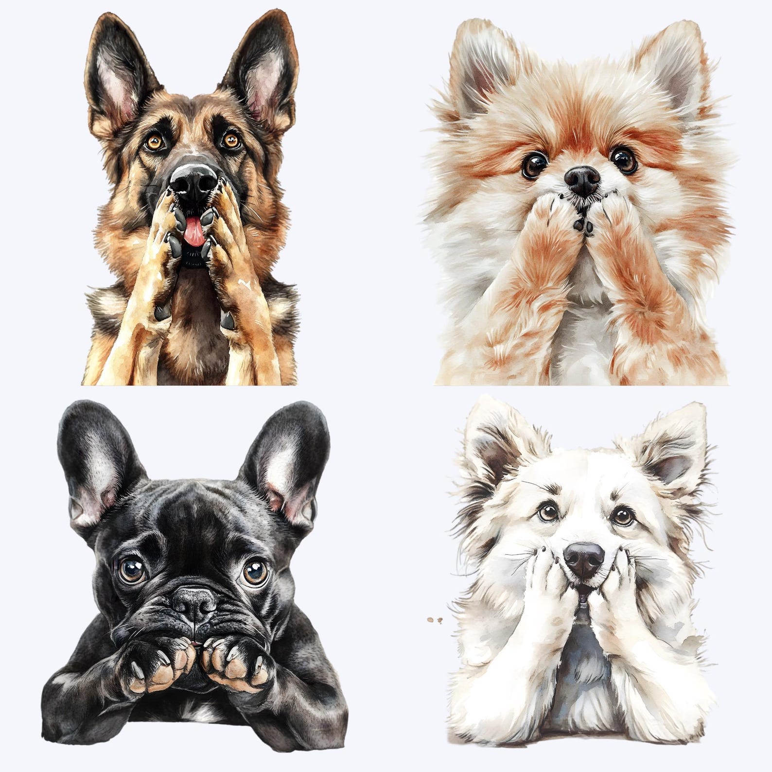 WHAT! Surprised Dog Clip Art. Transparent Images. Watercolour ...