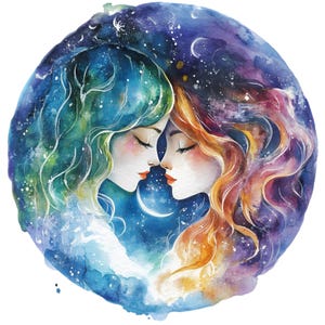 Clipart de los 13 Signos del Zodiaco. Uso comercial. Descarga imprimible en acuarela. Material para manualidades. Manualidades con papel.