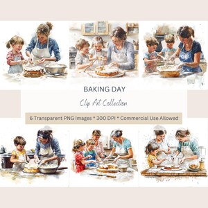 Backen Clip Art. Kinder, die alles durcheinander bringen. Kommerzielle Nutzung. Aquarell. Bastelbedarf