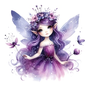 Purple Fairy Clipart, Transparent PNG Images (digital Download) - Etsy