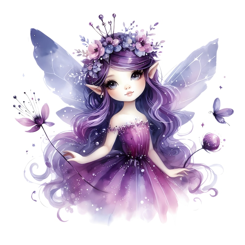 Purple Fairy Clipart, Transparent PNG Images (digital Download) - Etsy
