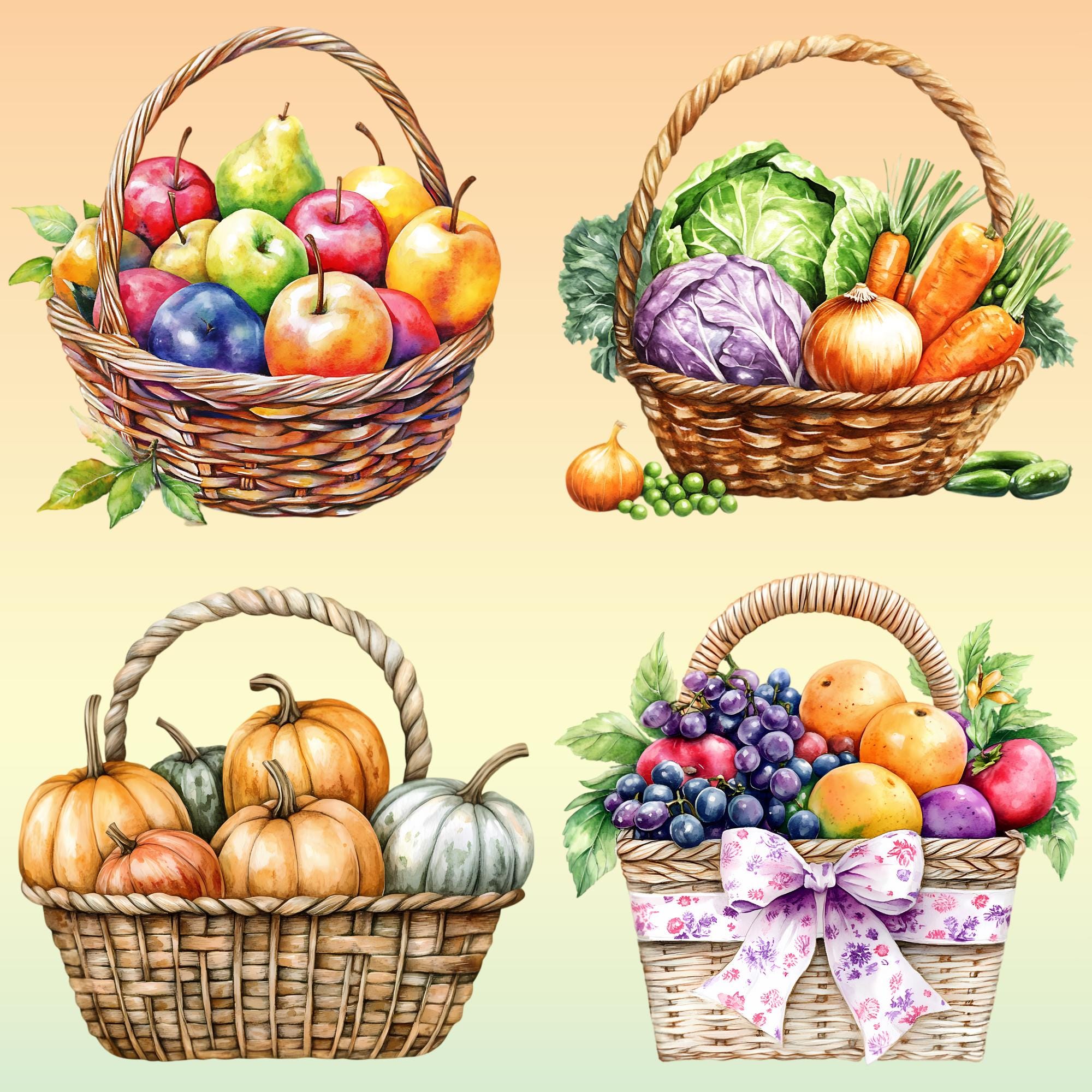 Harvest Time Clip Art.watercolour. 22 Transparent Images. Commercial ...