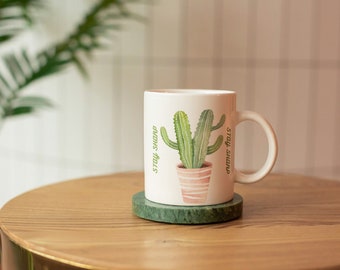 Personalised Mug with Whimsical Cactus Design Bring the Tranquility of the Desert into Your Routine with this Unique Cactus Mug! gift idea