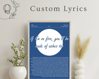 Custom Song Lyrics | Perfect Gift | Unique Wall Art | Choose your song | Special Moment | Music Memory