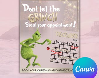 Christmas Appointments Template | Editable Canva Social Media | Greench | Pink and gold