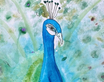 Peacock 02 - Original Aquarell