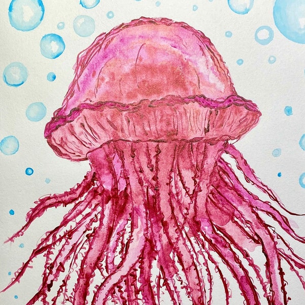 Jellyfish 04 - pink - Original Aquarell