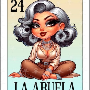 Carte Loteria en espagnol, design par sublimation, design La Abuela PNG, téléchargement immédiat, design espagnol, La Abuela, carte Loteria espagnole, Abuela