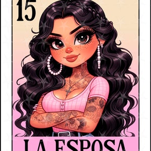 Loteria Karte en espanol, Sublimationsdesign, La Esposa png, Sofortiger Download, Spanisches Design, LA ESPOSA, Spanische PNG Loteria Karte, Spanisch