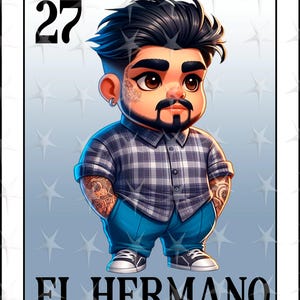 Loteria Karte en espanol, Sublimationsdesign, El Hermano png, Sofortiger Download, Spanisches Design, El Hermano Karte, süße Hermano Loteria Karte