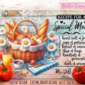 Mom Rezept Schneidebrett Sublimationsdesign, Schneidebrett Digitaldruck, digitaler Download, spezielle Mom Schneidebrett, Instant Download