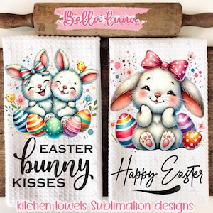 Cute Easter Kitchen towel sublimation design, Kitchen Decor Digital print, Digital Download, Digital Kitchen towel Design, Easter Bunny PNG
