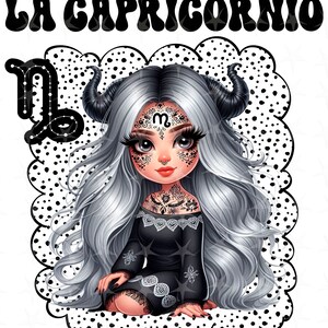La Capricornio Spaans PNG-ontwerp, digitaal sublimatieontwerp, direct downloaden, Horoscopo digitaal ontwerp, ontwerp voor sublimatie DTF/DTG