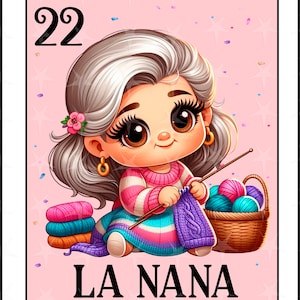 Carte Loteria en espagnol, Design par sublimation, Design numérique par sublimation, Téléchargement instantané, Design espagnol, La grand-mère, carte Loteria espagnole