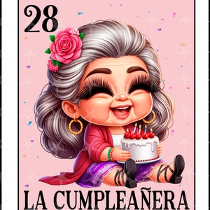 Tarjeta de loteria en español, Diseño de sublimación, Diseño digital de sublimación, Descarga instantánea, Diseño español, La cumpleanera, La Abuelita