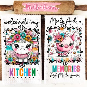 Cute animal Kitchen towel sublimation design, Kitchen Decor Digital print, Digital Download, Welcome to my kitchen, Towel kitchen png design