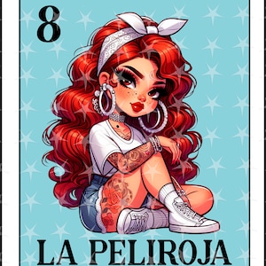 Carte Loteria en espagnol, Design par sublimation, Design numérique par sublimation, Téléchargement instantané, Design espagnol, La peliroja, carte peliroja loteria