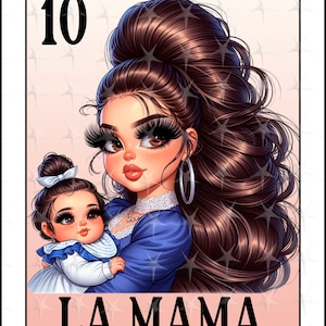 Carte Loteria en espagnol, conception numérique La Mama, téléchargement immédiat, conception espagnole, conception de sublimation fille mignonne, carte La Mama png, La Mama