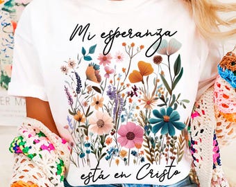 Spanish Bible Verse Wildflower PNG Design (Digital Download)