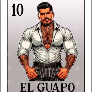 Karta loterii en espanol, projekt sublimacji, projekt cyfrowy El Guapo, Instant Download, projekt hiszpański, El Guapo, karta loterii El Guapo