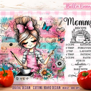Conception de sublimation de planche à découper de recette de maman, impression numérique de planche à découper, téléchargement numérique, planche à découper spéciale de maman, téléchargement immédiat