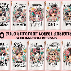 Cute Summer Kitchen Towel Sublimation Bundle, Summer Kitchen Towel Design, Kitchen Decor Digital print, Digital Download, towel Bundle PNG