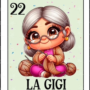 Carta Loteria en espanol, Design a sublimazione, Design digitale a sublimazione, Download istantaneo, Design spagnolo, La Nonna, Carta loteria La Gigi